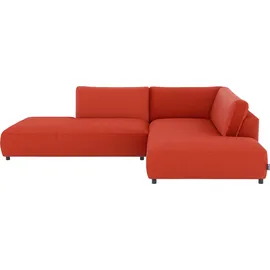 Musterring Ecksofa MUSTERRING "Lucia bequem, elegant & zeitlos, elegante Sofa ohne Armlehnen", orange (aperol), B:304cm H:81cm T:224cm, 100% Polyester, Sofas, Ecksofa, mit großem Longchair, verschiedene Farben, B304 x T224 cm