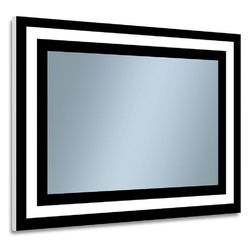 Casa Padrino Luxus Badezimmer Spiegel Schwarz 80 x 2,8 x H. 60 cm - Rechteckiger Wandspiegel mit LED Beleuchtung - Badezimmer Möbel - Badezimmer Accessoires - Luxus Möbel
