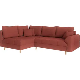 Home Affaire »CHARRE L-Form mit Ottomane, Maße B/T/H: 231/161/81 cm«, feine Steppung, lose Rücken- und Zierkissen, auch in Cord und Bouclé, rot