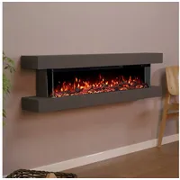 GLOW FIRE Elektrokamin Clear Wall Elektrokamin mit 3D Feuer und Heizung (Thermostat), Elektrischer Wandkamin mit APP Steuerung, Heizleistung (900- 1800 W) grau 42 cm