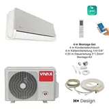 VIVAX H+ Design SILVER + 4 m Montageset Klimagerät Klimaanlage 3D Swing A+++