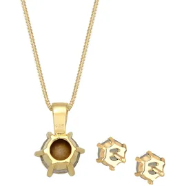 Elli Schmuckset Damen Set Basic Elegant mit Kristalle in 925 Sterling Silber vergoldet