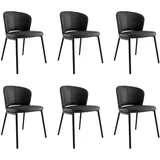 Magnolia Home Esszimmerstuhl 6er Set Esszimmerstuhl Design Küchenstuhl Dean Kunstleder schwarz Meta