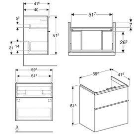 Geberit Waschtischunterschrank 2 Auszüge 59,2 x 61,5 x 41,6 cm Lava