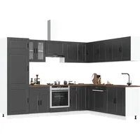 VidaXL 14-tlg. Küchenschrank-Set Porto Schwarz Holzwerkstoff
