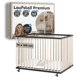 Sämann Laufgitter Matratze Cloud Air, Sprossen Lattenrost schwarz/natur Premium | Gr.: 75x100 cm