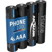 ANSMANN Akku Telefon AAA, 1000 mAh NiMH 1,2V, 4 Stück - Akku Batterien wiederaufladbar und leistungsstark, ideal für DECT Telefon und Babyphones
