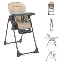 Lorelli Kinderhochstuhl Dulce Sitzhöhe verstellbar, faltbar, 5-Punkt-Gurt, Korb beige