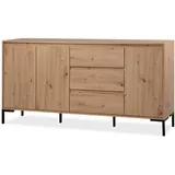 furn.design Sideboard Bastia 170 x 87 x 40 cm Eiche Artisan / Schwarz