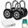Xcase 4er Metall-Vorhängeschloss mit Zahlencode und App, IP65 + Gateway