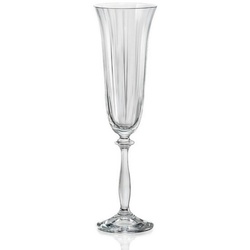 Crystalex Sektglas Angela Optic klar 190 ml 6er Set, Kristallglas, Kristallglas, geriffelt weiß