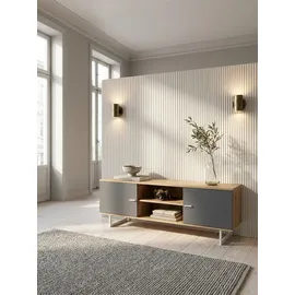 KADIMA DESIGN Lowboard 150x55x40 cm Braun/Grau Metall/Spanplatte