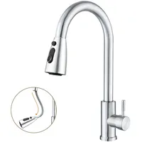 SURFOU Wasserhahn Küche Ausziehbar Schlauch Edelstahl Silber