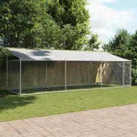 vidaXL Hundezwinger mit Dach und Tür Grau 6x2x2 m Verzinkter Stahl