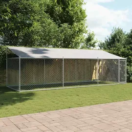 vidaXL Hundezwinger mit Dach und Tür 6x2x2 m Grau