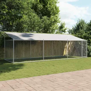 vidaXL Hundezwinger mit Dach und Tür Grau 6x2x2 m Verzinkter Stahl