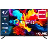 RCA 43 Zoll QLED Fernseher 4K UHD Smart TV HDR HLG Android TV Triple Tuner WiFi Bluetooth HDMI USB - Schwarz