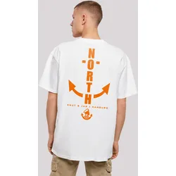 T-Shirt F4NT4STIC "North Anker Knut & Jan Hamburg", Herren, Gr. M, weiß, Obermaterial: 100% Baumwolle, casual, oversize, Rundhals, Kurzarm ohne Bündchen, Shirts, Print