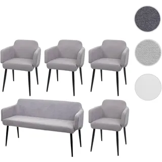 Mendler Esszimmer-Set HWC-L13, 4er-Set Stuhl+Sitzbank Esszimmergruppe Sitzgruppe Esszimmergarnitur, Stoff/Textil - grau