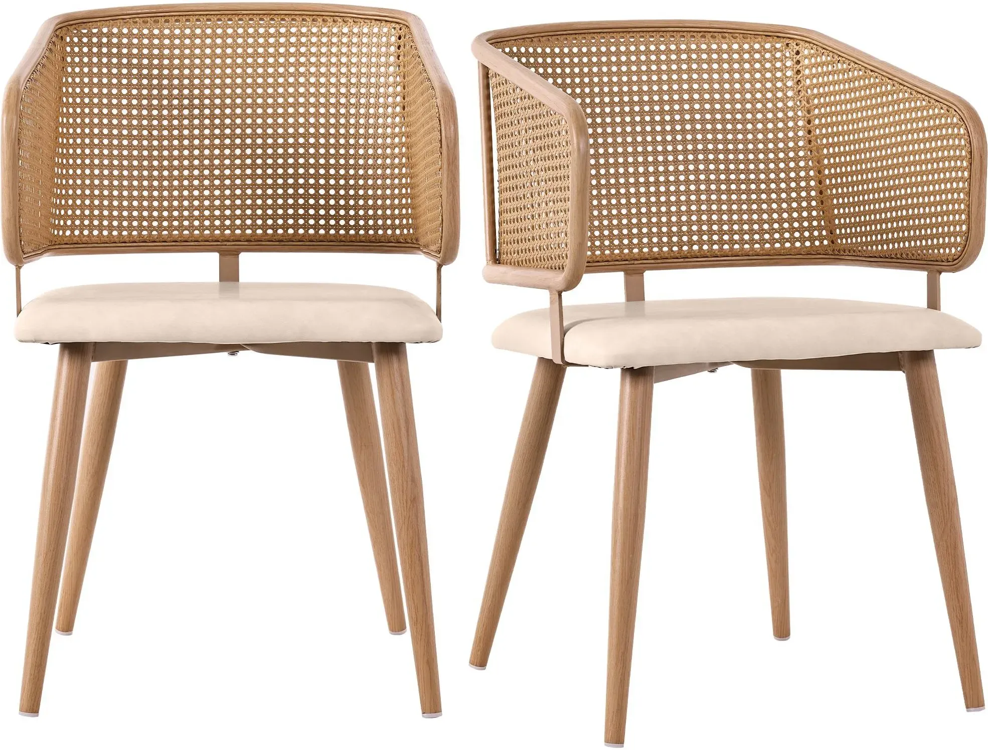 Stühle Esszimmer, Ergonomischer Esszimmerstuhl 51x54x79cm Beige Braun Rattan Stuhl PU-Leder Sitzkissen   Aosom.de