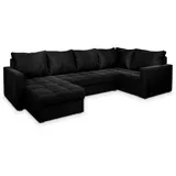 masseno Ecksofa U-Form Polyester 4-Sitzer Schwarz