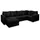 masseno Ecksofa U-Form Polyester 4-Sitzer Schwarz