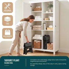 VOUNOT VOUNOT® Klapphocker Faltbar Rutschfester Tritthocker mit Tragegriff 32 x 25 x 22 cm Schwarz