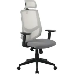 Chefsessel INOSIGN "Netti, Schreibtischstuhl, hochwertige ergonomische Ausstattung", grau, B:71cm H:107cm T:71cm, Stühle, Kopfstütze, Armlehnen & Rückenlehne verstellbar