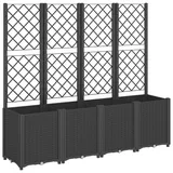 vidaXL Pflanzkübel mit Rankgitter 160 x 40 x 140 cm Schwarz