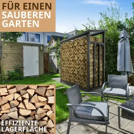 lawa living and lifestyle Kaminholzregal außen Metall mit Dach und Plane 188x70x188 3t Feuerholzregal mit Abdeckung Brennholzregal Brennholzlager Schwarz Stapelhilfe - Schwarz