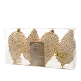 Kaemingk Christbaumschmuck Zapfen bruchfest 7 cm H 12 cm 4 Stück weiß