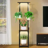 Hängender Pflanzenständer mit Wachstumslicht, 165cm blumenständer Metall Holz Pflanzenregal Blumenregal Pflanzenregal Indoor for Houseplants, Blumentreppe für Indoor Garten Balkon