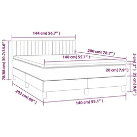 vidaXL Boxspringbett mit Matratze Hellgrau 140x200 cm Stoff