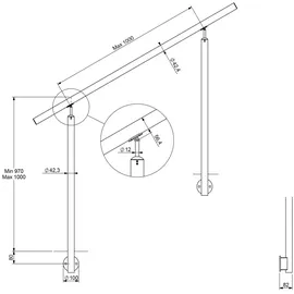 DOLLE Eingangsgeländer Edelstahl 150 cm 2 Pfosten