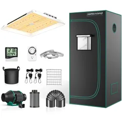Komplettset TS-1000 - 150W LED Pflanzenlampe, Zelt, Luftfilter und Zubehör            