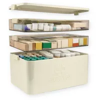 LEIR | Medikamentenbox groß | Hausapotheke Organizer 3-lagig mit 2 transparenten Fächern | Aufbewahrungsbox für Medikamente, Blister & Zubehör | inklusive Wochen-Pillendose 7 Tage