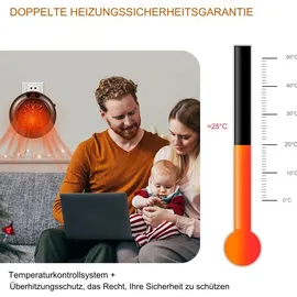 Keyoung Mini Heizlüfter Steckdose, mit Fernbedienung, Portable PTC Keramik Steckdosenheizung Bad,Steckdosen Heizlüfter Wandmontage für Badezimmer, Schwarz