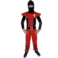 Foxxeo rotes Ninja Kostüm für Kinder - Größe 110-152 - roter Ninja Kämpfer für Jungen Fasching Karneval, Größe:146/152