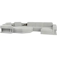 JVmoebel Ecksofa Wohnlandschaft Stoff Sofas Bettunktion Schlaf Couch U Form Sofa Weiß, Made in Europa grau