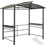 Tectake Grillpavillon Asado 2,4 x 1,5 m inkl. 3 Seitenteile Grau