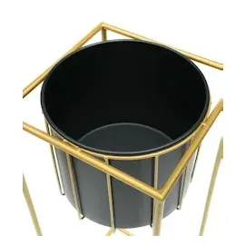 DanDiBo Ambiente Blumenhocker 2er Set 96035  Eckig 60 x 30 cm Gold Schwarz