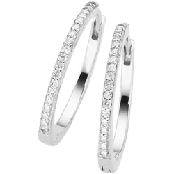Giorgio Martello Milano Klappcreolen mit Zirkonia, Silber 925 Creolen   Weiss Damen 