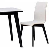 Design Esszimmerstuhl in Schwarz Weiß Holzbeine (2er Set)