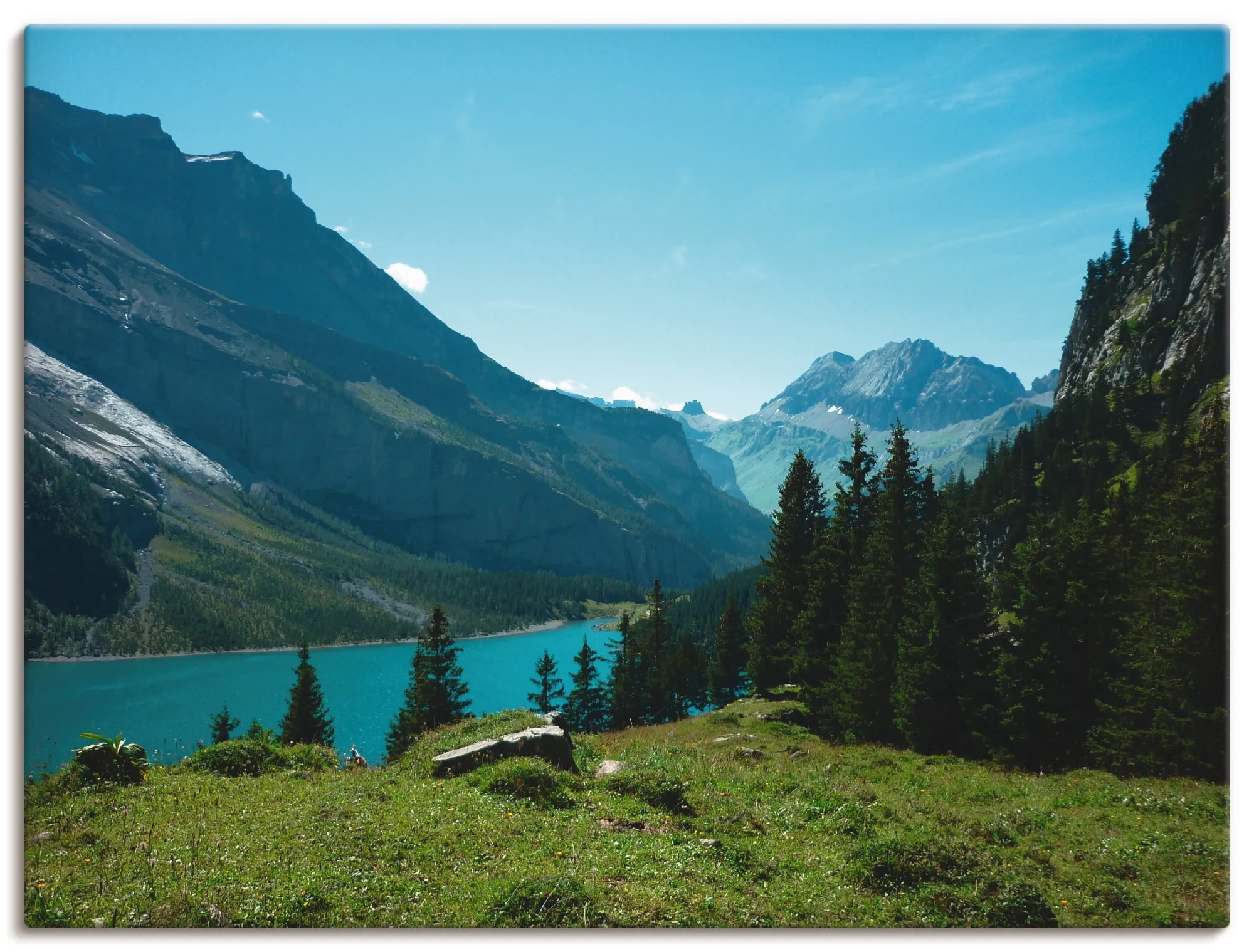 Artland Leinwandbild »Blick auf den Oeschinensee«, Berge, (1 St.), auf Keilrahmen gespannt Artland naturfarben