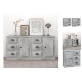 vidaXL Sideboards 2 Stk. Betongrau Holzwerkstoff