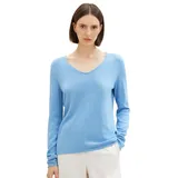 Tom Tailor Front Logo Coin Pullover Mit V-ausschnitt Sea Blue Melange XS