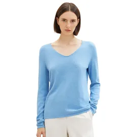 Tom Tailor Front Logo Coin Pullover Mit V-ausschnitt Sea Blue Melange XS