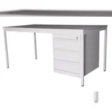 Szagato Schreibtisch 160x80 cm mit Schubladenschrank silber, 80x80 cm