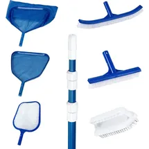 poolpanda Poolreiniger Set XL Poolkescher feinmaschig Poolbürste Teleskopstange