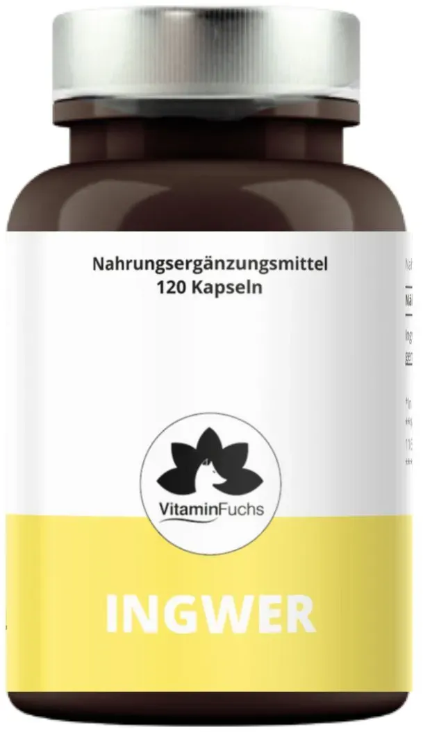 Ingwer + Kapseln - Ingwerpulver optimal Bioverfügbar von VitaminFuchs 120 St